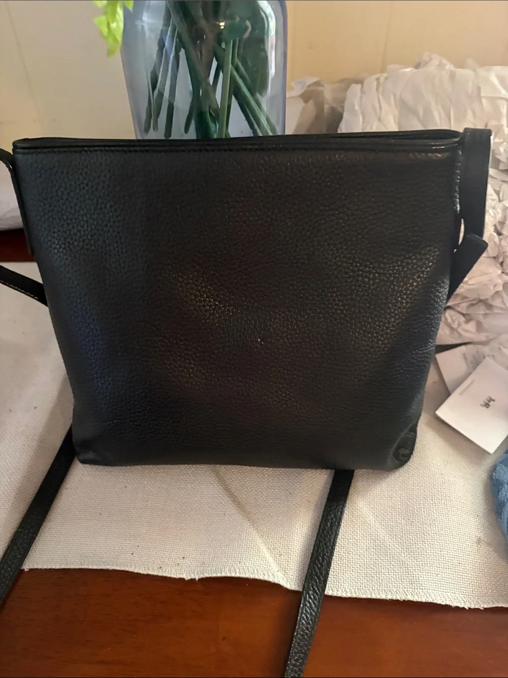 kate spade Black Leather Crossbody with Gold Hardware
